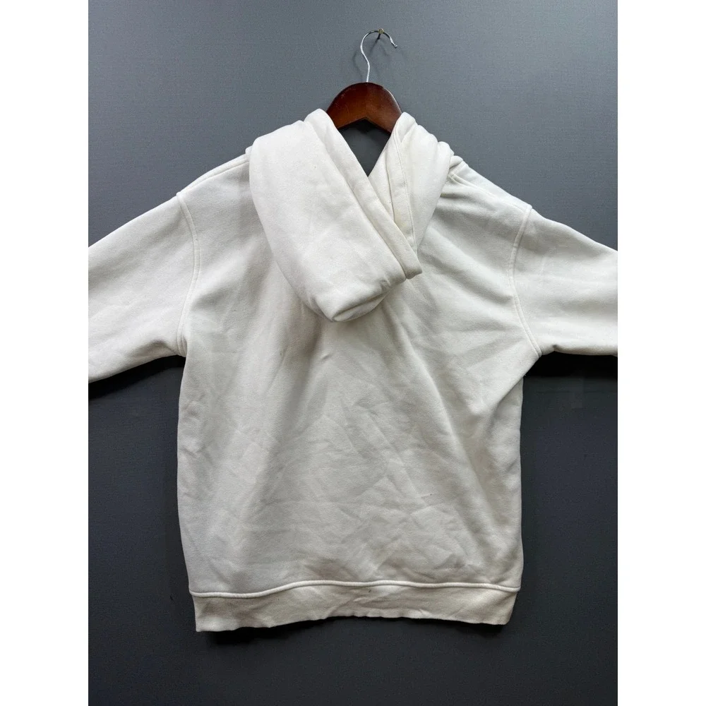 UGG Hoodie Women White Sherpa Logo Pullover Fleece Sweatshirt Medium - Picture 6 of 8